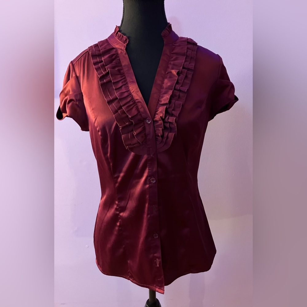 Burgundy colored silky Dynamite blouse size M